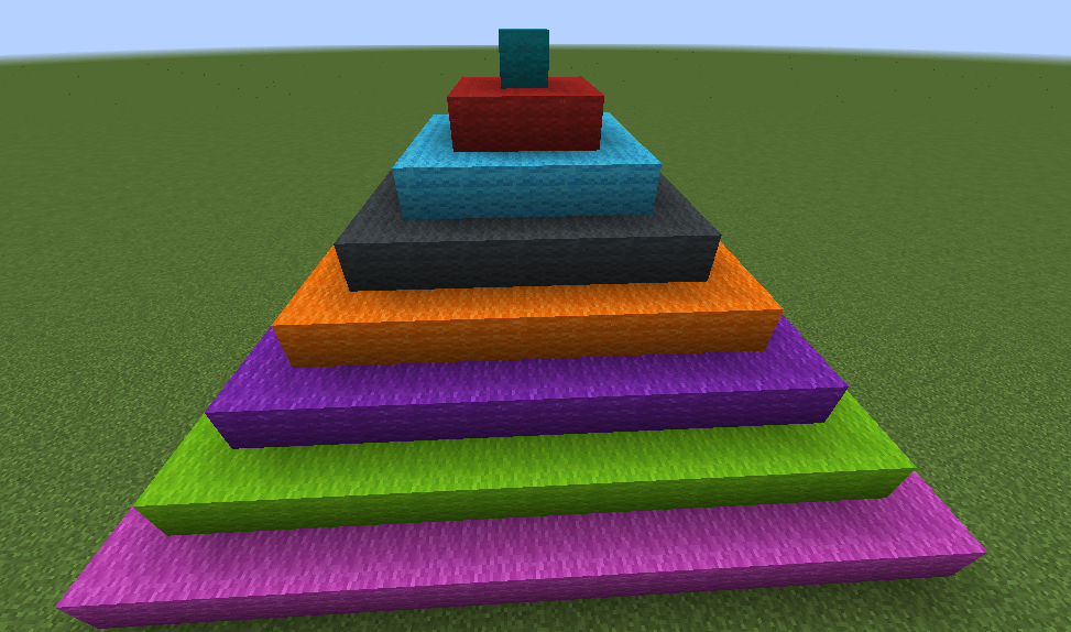 8色の羊毛ブロックで作るピラミッド
